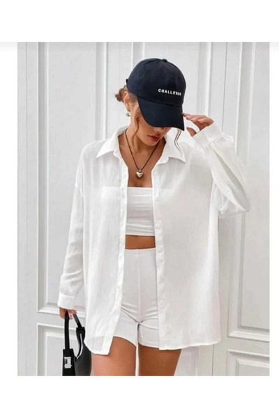 DWN WEAR Γυναικείο ανδρικό μακρυμάνικο πουκάμισο Bürümcük Crinkle Summer Lycra Unisex