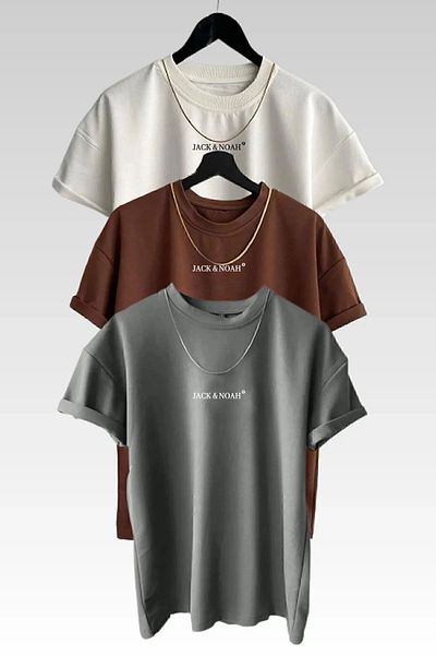 Butik Μπλουζάκι Jack Noah3 - Καφέ Χρώμα Γκρι Λευκό