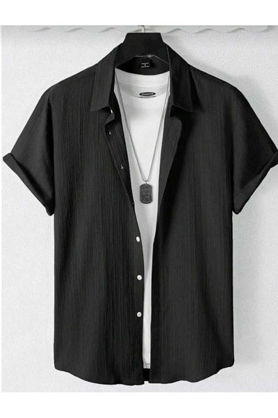 DWN WEAR Унисекс риза с дълъг ръкав от креп, набръчкана лятна ликра, за жени и мъже
