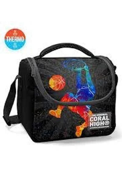 Coral High Gray Basketball Patterned Thermo Kids Lunchbox - 11783