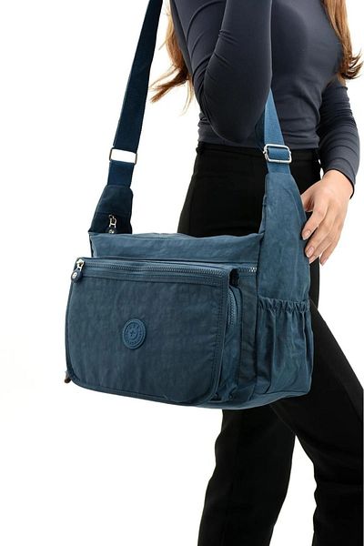 Alanç Gift Țesătură specială de culoare albastră, hidrofugă, cu curea încrucișată cu buzunare multiple, geantă de zi cu zi și de școală pentru poștaș cu umăr de dimensiuni mari