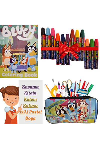 booddie Bluey Boyama Kitabı Stickerlı,Bluey Kalemlik Kalem Kutusu Kalem Çanta...