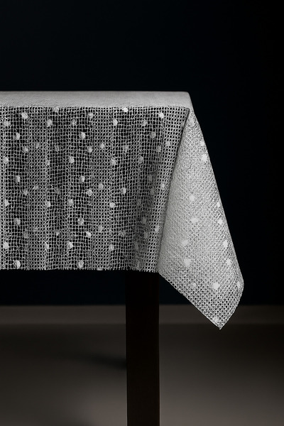 Soft Kare Πολυτελές ψάθινο μοτίβο PVC με διαφανές κάλυμμα τραπεζομάντιλο αδιά...