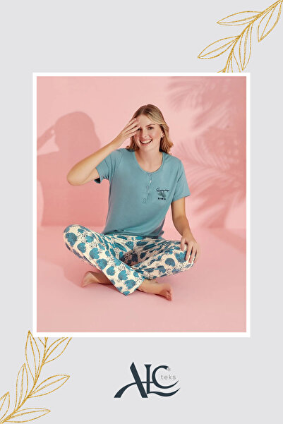 alc teks Women's Pajama Set Lightweight & Breathable: Green Floral Print – Co...
