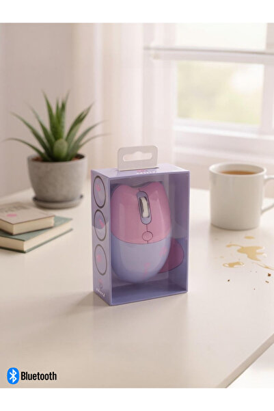NDNeed Sevimli Kedi Kablosuz Mor Mouse Bluetooth + 2.4G Dual Mode