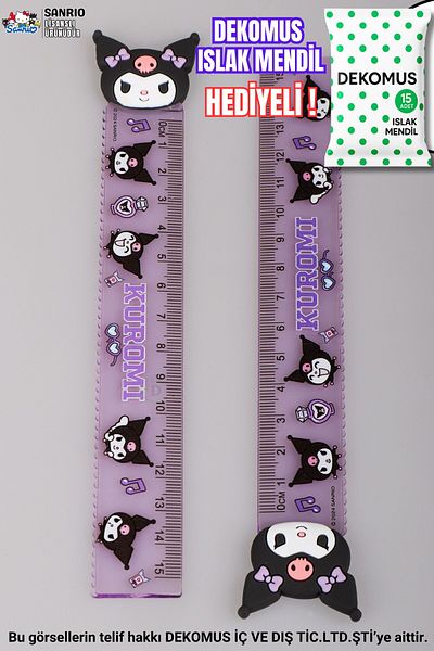 kuromi "Dekomus Wet Wipes Gifted" "Single" Ruler 15 cm