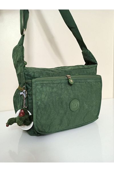 Alanç Gift Green Large Size Crossbody Messenger Bag - Water Repellent Fabric, Multi-Pocket, Suitable for School