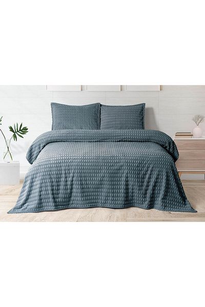 Merinos Modern Twist 3 Piece Double Blanket Set Boxed 220X240 Ocean