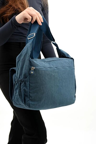 Alanç Gift Geantă albastră de dimensiuni mari - țesătură hidrofugă, buzunare multiple, curea încrucișată pentru umăr este potrivită pentru școală pentru poștaș