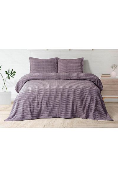 Merinos Modern Twist 3 Piece Double Blanket Set Boxed 220X240 Plum