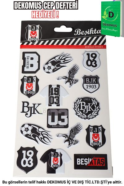 Beşiktaş Αυτοκόλλητο/αυτοκόλλητο με άδεια χρήσης τρισδιάστατο σχήμα "dekomus Pocket Notebook Gifted"