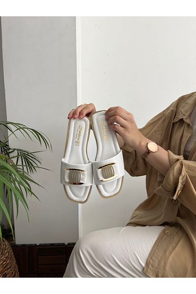 Behtah Kundura Papuci de damă de vară cu cataramă detaliată Sandale Talpă confortabilă ușoară