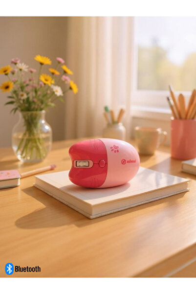 NDNeed Sevimli Kedi Kablosuz Pembe Mouse Bluetooth + 2.4G Dual Mode