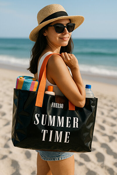 Frelso Şeffaf Plaj Çantası Baskılı Kadın Beach Bag