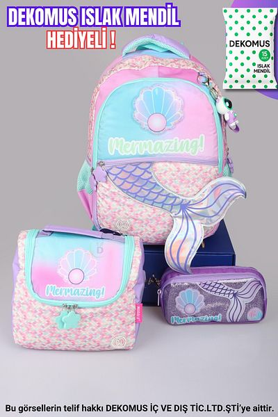MUGGLE With Dekomus "Pearla Collection" Large Size School Bag, Lunch Box with Thermoses and Pen Bag