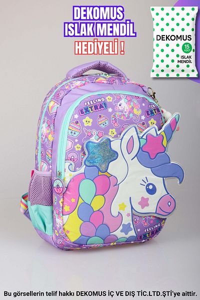 MUGGLE "Dekomus Wet Wipes Gifted" Special Design "Unicorn Collection" Large Size School Bag