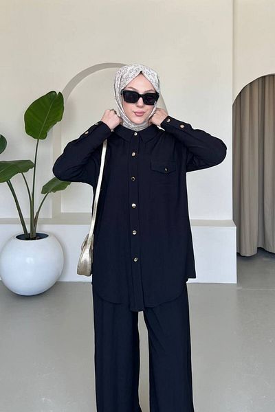 comstar طقم قميص تونيك نسائي فضفاض واسع الساق من Palazzo Pants Hijab