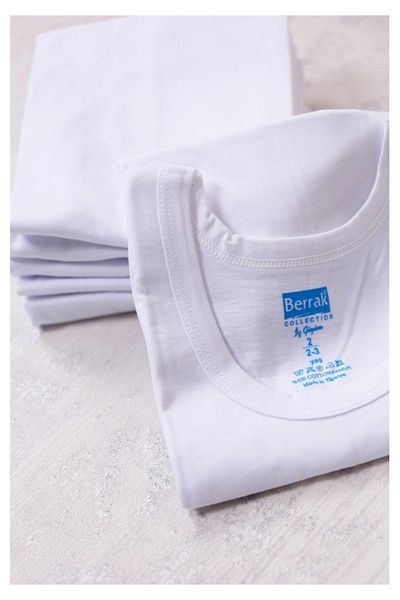 Berrak Men's Undershirt White Classic 6 Pieces 1004 100% Cotton