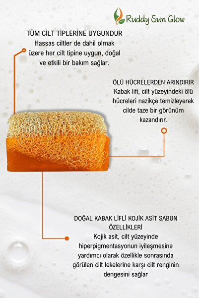 RUDDY SUN Kabak Lifli Kojik Kojic Asit Sabun El Yapımı Doğal 120 gr