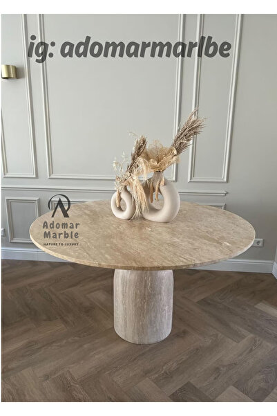 adomarmarblehandmadeandluxury Traverten Yemek Masası, Özel Ölçü, Gerçek Trave...