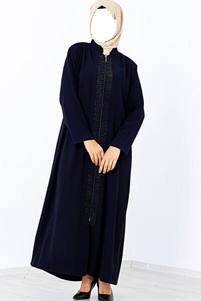 HESNA Μπλε Navy με φερμουάρ Plus Size Κομψό Ferace