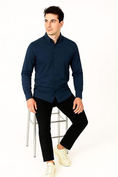 Artı1 Slim Fit Μακρυμάνικο Εύκολο Σιδέρωμα Απορροφητικό Ιδρώτα Αναπνεύσιμη Υφή Ανδρικό πουκάμισο Four Seasons