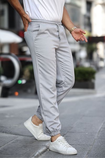 comstar Ανδρικό παντελόνι Jogger με ελαστική μέση Basic στενό γκρι
