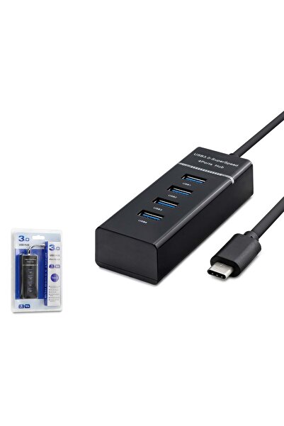HADRON HdX7045 Type-C Hub 1*Usb3.0+3*Usb 4in1 Siyah