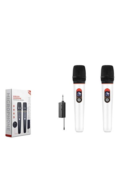 HADRON HDX2791B Kablosuz UHF El Mikrofonu 2 Li Set 6.35 mm - Beyaz
