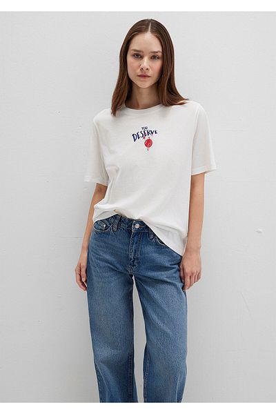 Mavi Planet Checked White T-Shirt Regular Fit 1613522-70057