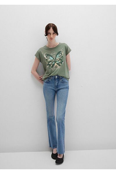 Mavi Butterfly Printed Green T-Shirt Regular Fit / Regular Cut 1613461-71841