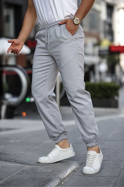 comstar Ανδρικό παντελόνι Jogger με ελαστική μέση Basic στενό γκρι