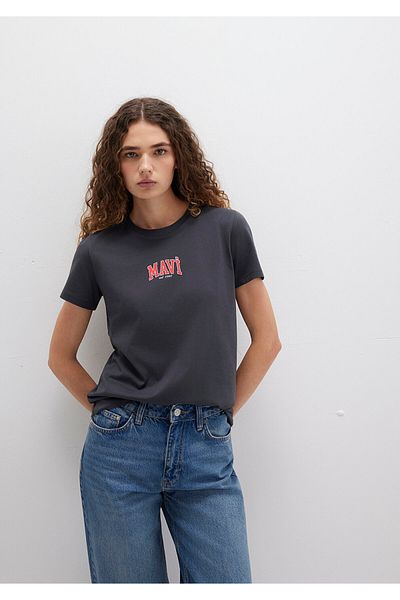 Mavi Logo Printed Anthracite T-Shirt Regular Fit / Regular Cut 1613412-70087