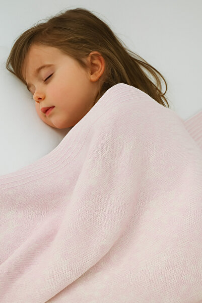 Mika Bebek & Çocuk Snowflake Patterned Double Sided Pink Knitwear Baby Blanket