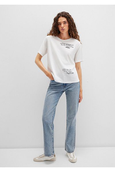 Mavi Τυπωμένο λευκό μπλουζάκι Regular Fit / Normal Cut 1613485-70057