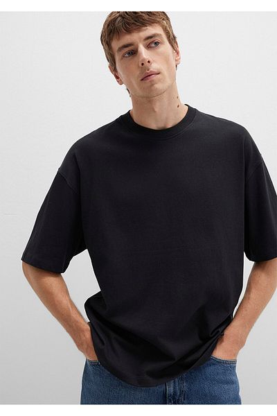 Mavi T-Shirt Μπλουζάκι Basic Μαύρο Με Λαιμόκοψη Crew Oversize / Φαρδύ Κόψιμο 0613113-900