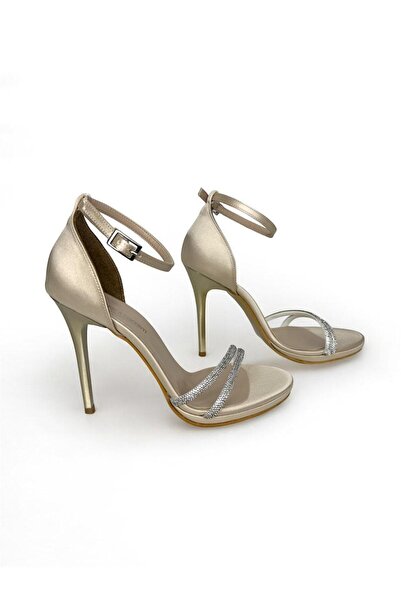 Aliçimen Alya Beige Satin Thin Heel Shoes