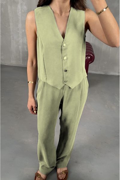 Feela Moda 2011 Women's Modal Fabric Woven Vest Palazzo Suit