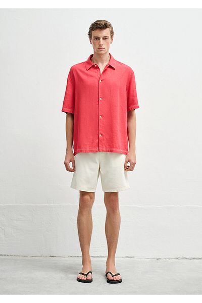 Mavi Κόκκινο πουκάμισο με μείγμα λινάρι Loose Fit / Loose Relaxed Cut 0211620-70985