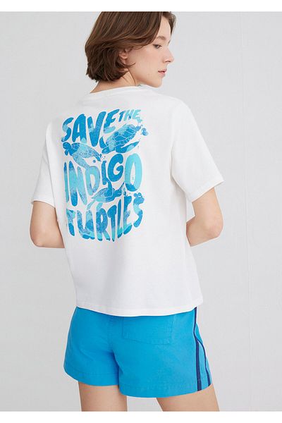 Mavi Μπλουζάκι Indigo Turtles με στάμπα εκρού Regular Fit / Normal Cut 1613567-70057