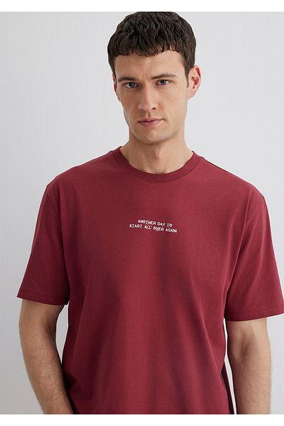 Mavi Printed Claret Red T-Shirt Loose Fit / Loose Relaxed Cut 0612628-70423