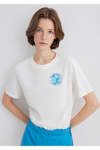 Mavi Μπλουζάκι Indigo Turtles με στάμπα εκρού Regular Fit / Normal Cut 1613567-70057