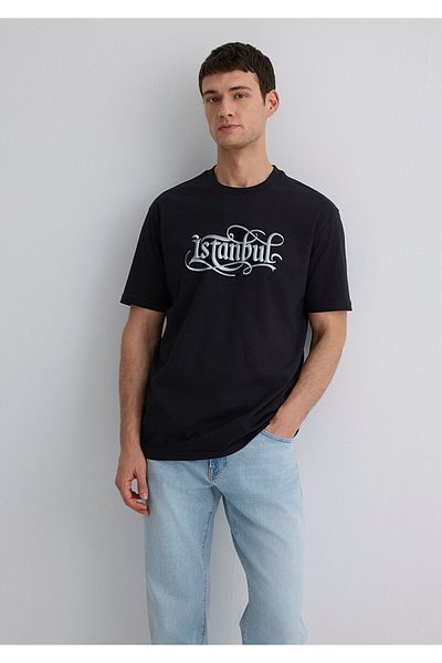 Mavi Istanbul Printed Black T-Shirt Loose Fit / Loose Relaxed Cut 0612991-900