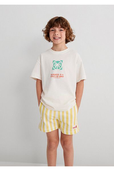 Mavi Μπλουζάκι εκρού με στάμπα Palm Oversize / Wide Cut 6610328-70057