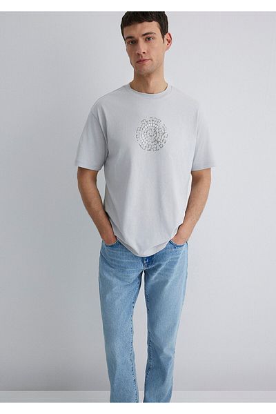 Mavi Istanbul Printed Gray T-Shirt Loose Fit / Loose Relaxed Cut 0612996-70075