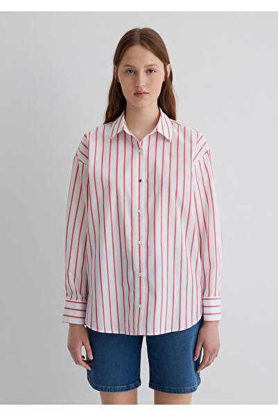 Mavi Cămașă cu dungi roșii Oversize / Wide Cut 1211116-84494