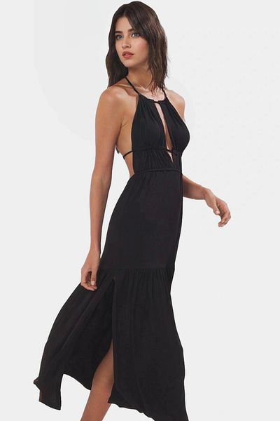 PayBuy Maxi Knitted Beach Dress Viscose Elastane Cut Out Crew Neck Summer Professional Look