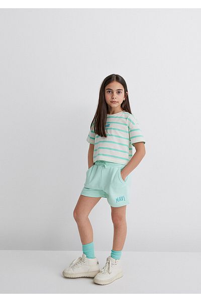 Mavi Logo Printed Green Shorts 7410002 -71643
