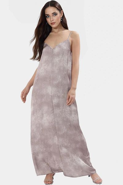 PayBuy Maxi V-Neck Abstract Pattern Satin Dress Comfortable Summer Casual Style Trend Design Quality Craftsmanship