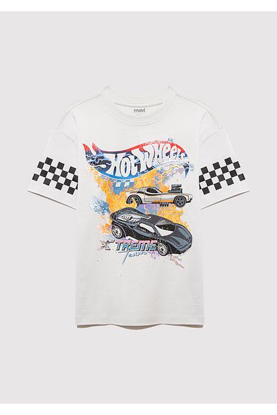 Mavi Hot Wheels Printed Gray T-Shirt Loose Fit / Loose Relaxed Cut 6610303-80618